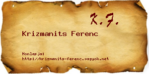 Krizmanits Ferenc névjegykártya