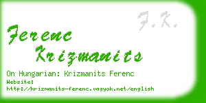 ferenc krizmanits business card